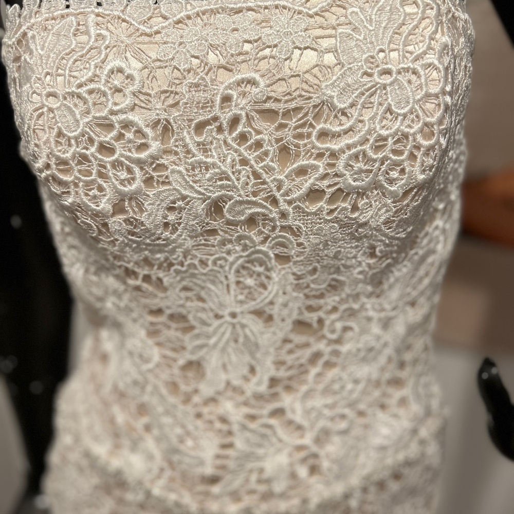 Elegant strapless lace wedding gown by Impression Bridal. - Picture 5 of 9